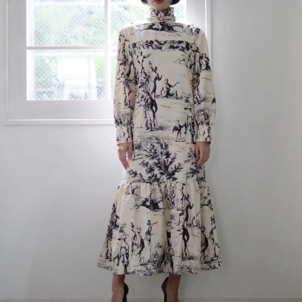 JOHN French Scenic Printed Dress Maxi Size Small S